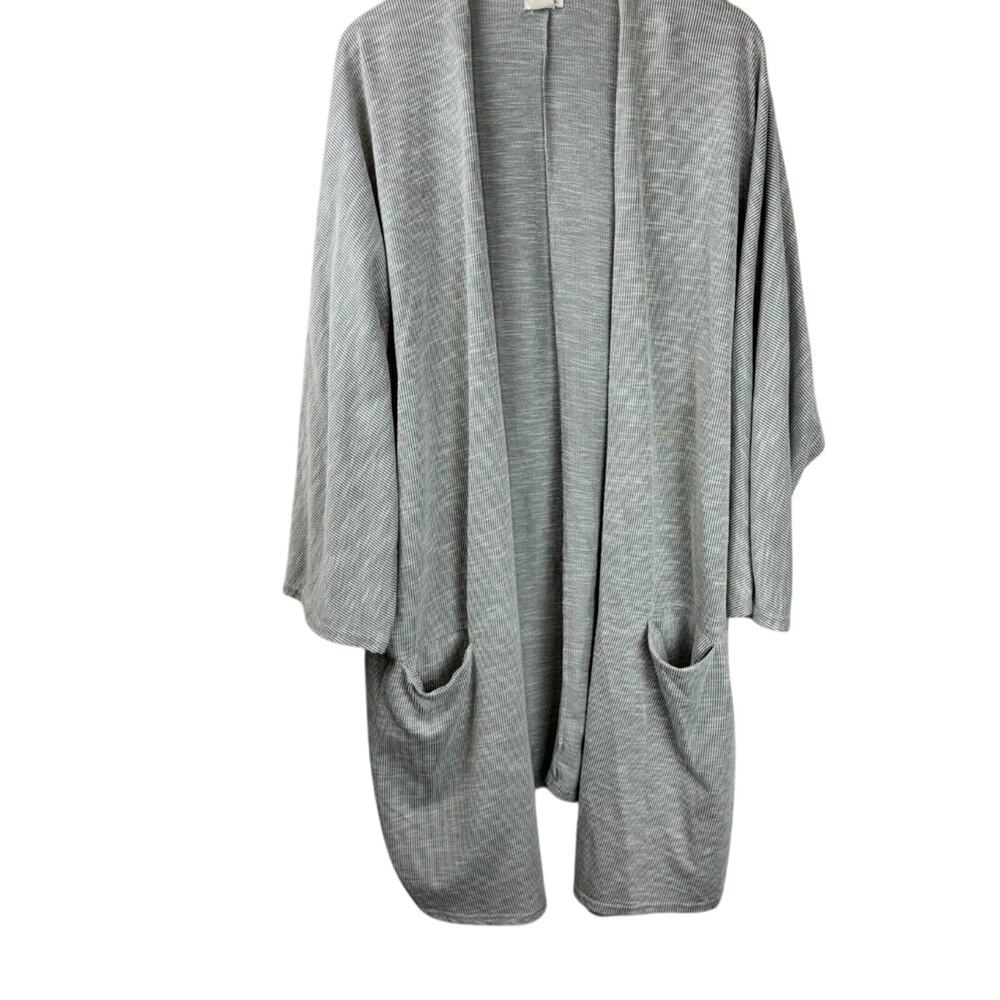 Donni Womens Antrophologie Sweater Open Front Ribbed Cardigan One Size Plus Gray